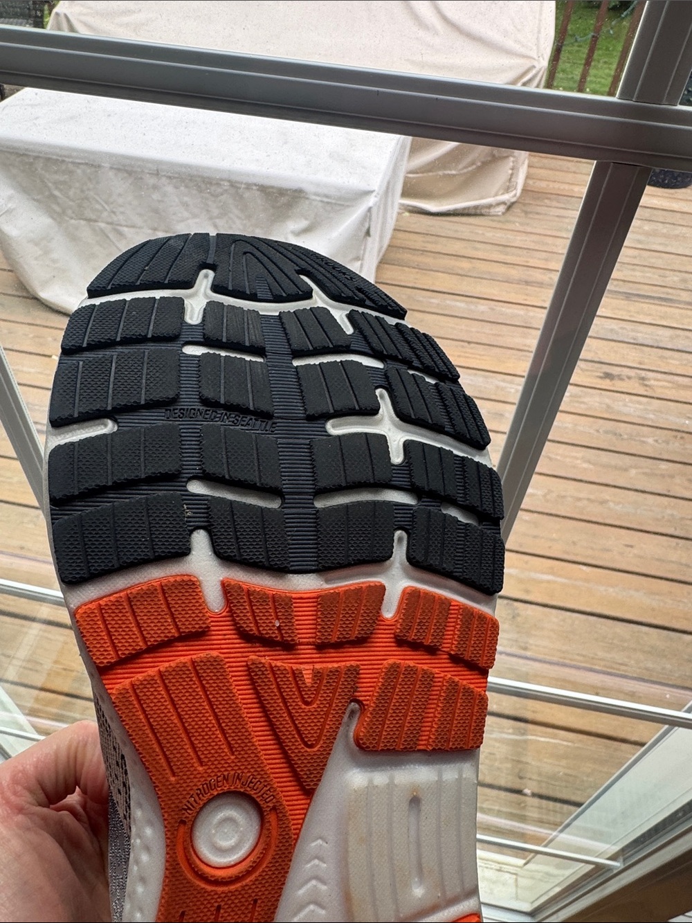 Brooks Ghost 16 Running Shoes in Light Gray, Navy and Orange Accent - Picture 14 of 14